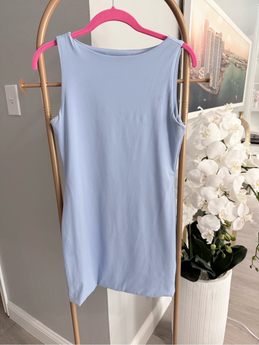 Light Blue Sleeveless Shift Slinky Mini dress size M